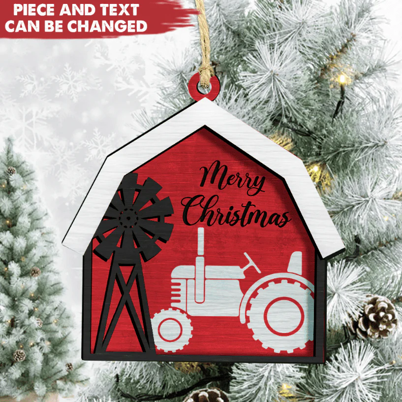 Custom Clipart Farm Ornament, Farmer Gift, Wood Ornament HN590 - Image 3