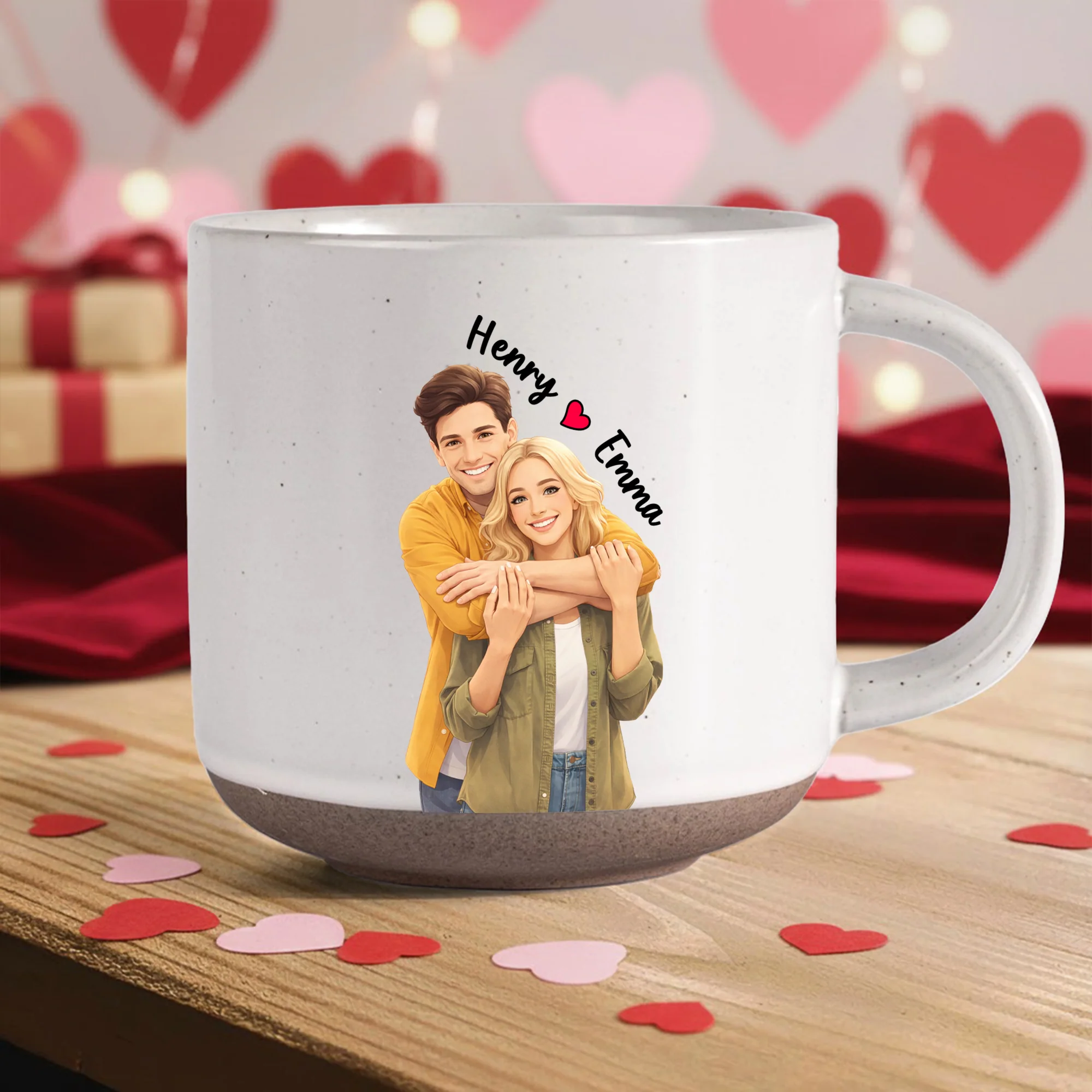 Custom Couple Watercolor Photo Pottery Mug Valentine Gift For Him Her CH07 910194 - Image 3