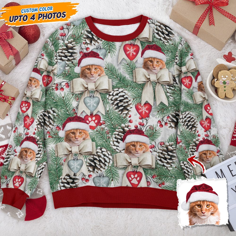 Custom Dog Cat Photo With Christmas Pineal AOP Sweatshirt DA199 888688 - Image 2
