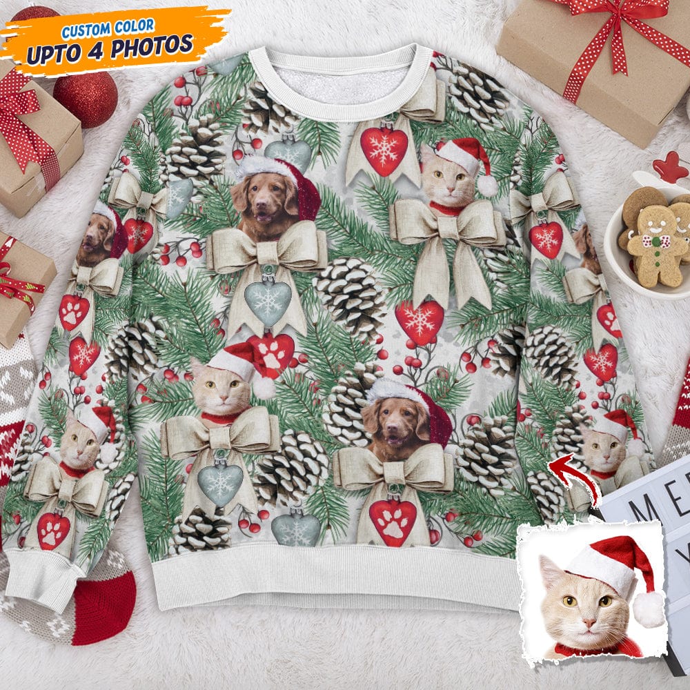 Custom Dog Cat Photo With Christmas Pineal AOP Sweatshirt DA199 888688 - Image 4