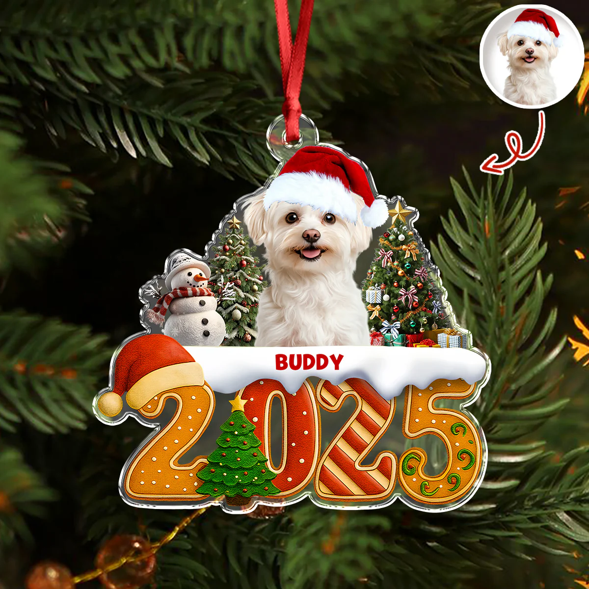 Custom Dog Christmas Cake Crew Photo - Personalized Acrylic Ornament CH07 899704 - Image 3
