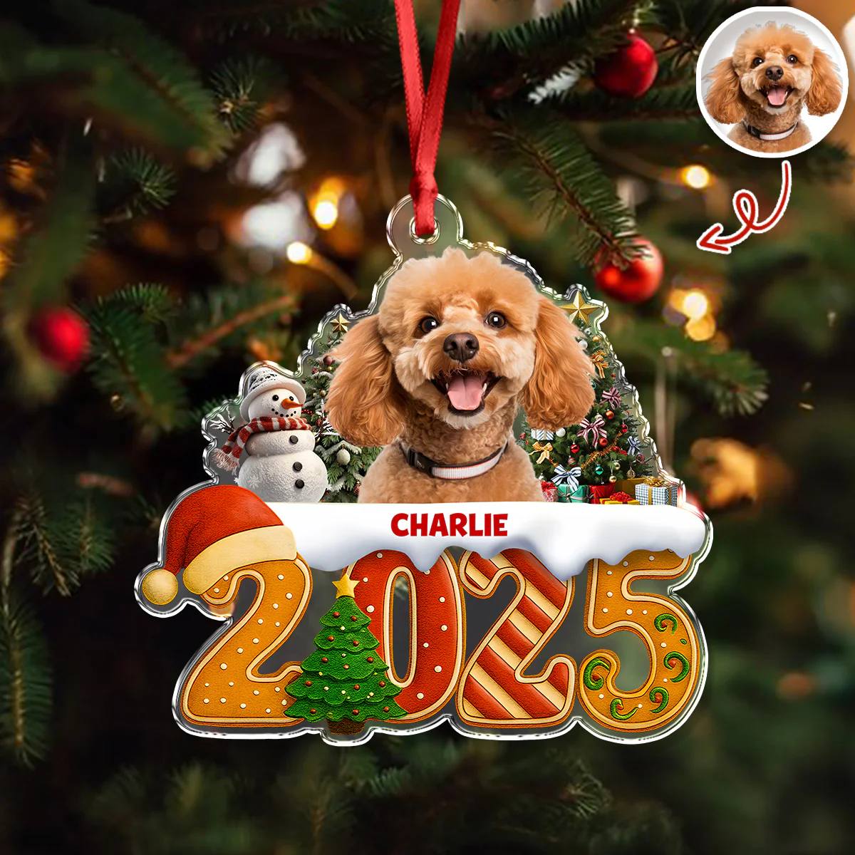 Custom Dog Christmas Cake Crew Photo - Personalized Acrylic Ornament CH07 899704 - Image 4