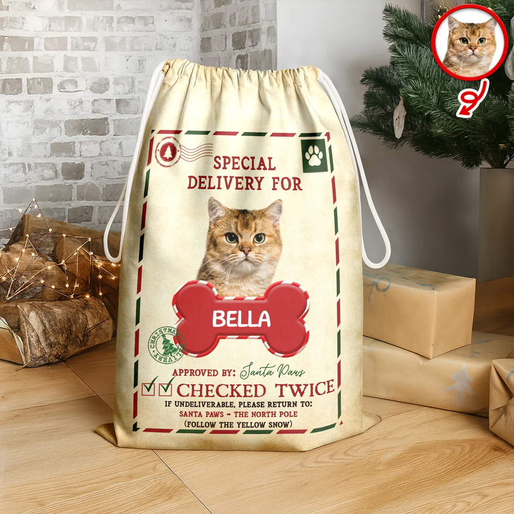Custom Dog Photo Santa Sack Special Delivery Dog Christmas Gift Bag CH07 895760 - Image 6