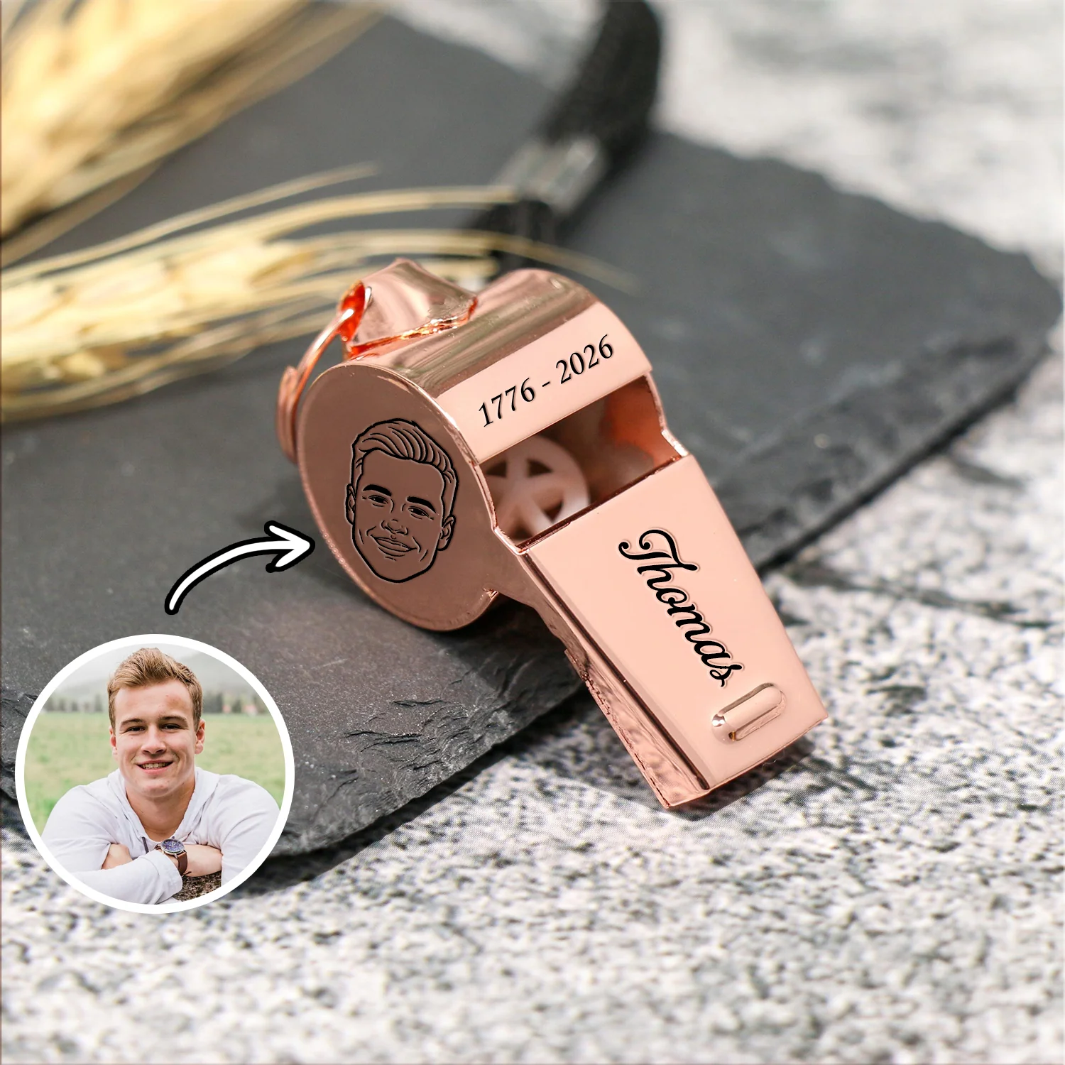 Custom Face Photo 250 Years of America Coach Whistle Personalized Freedom Gift LM32 897907