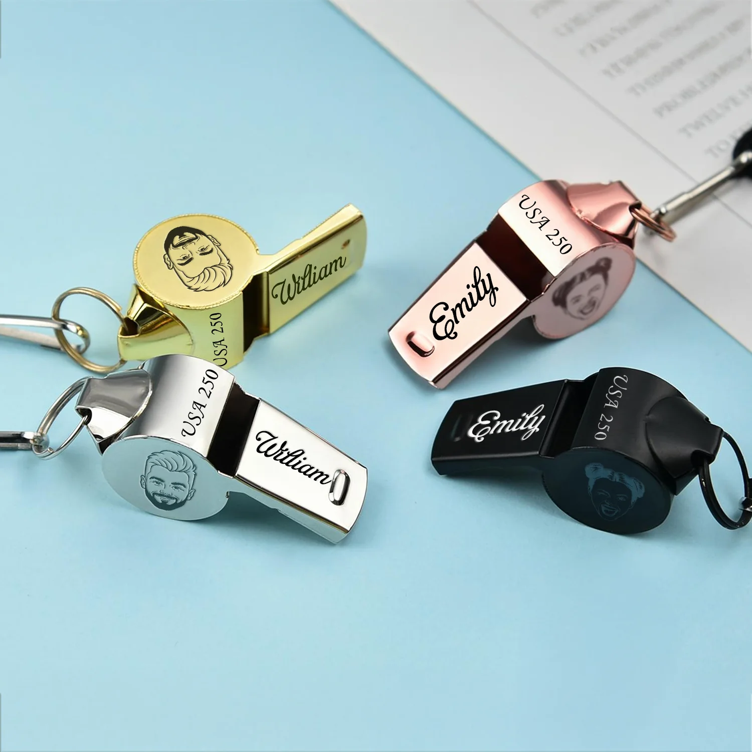 Custom Face Photo 250 Years of America Coach Whistle Personalized Freedom Gift LM32 897907 - Image 2
