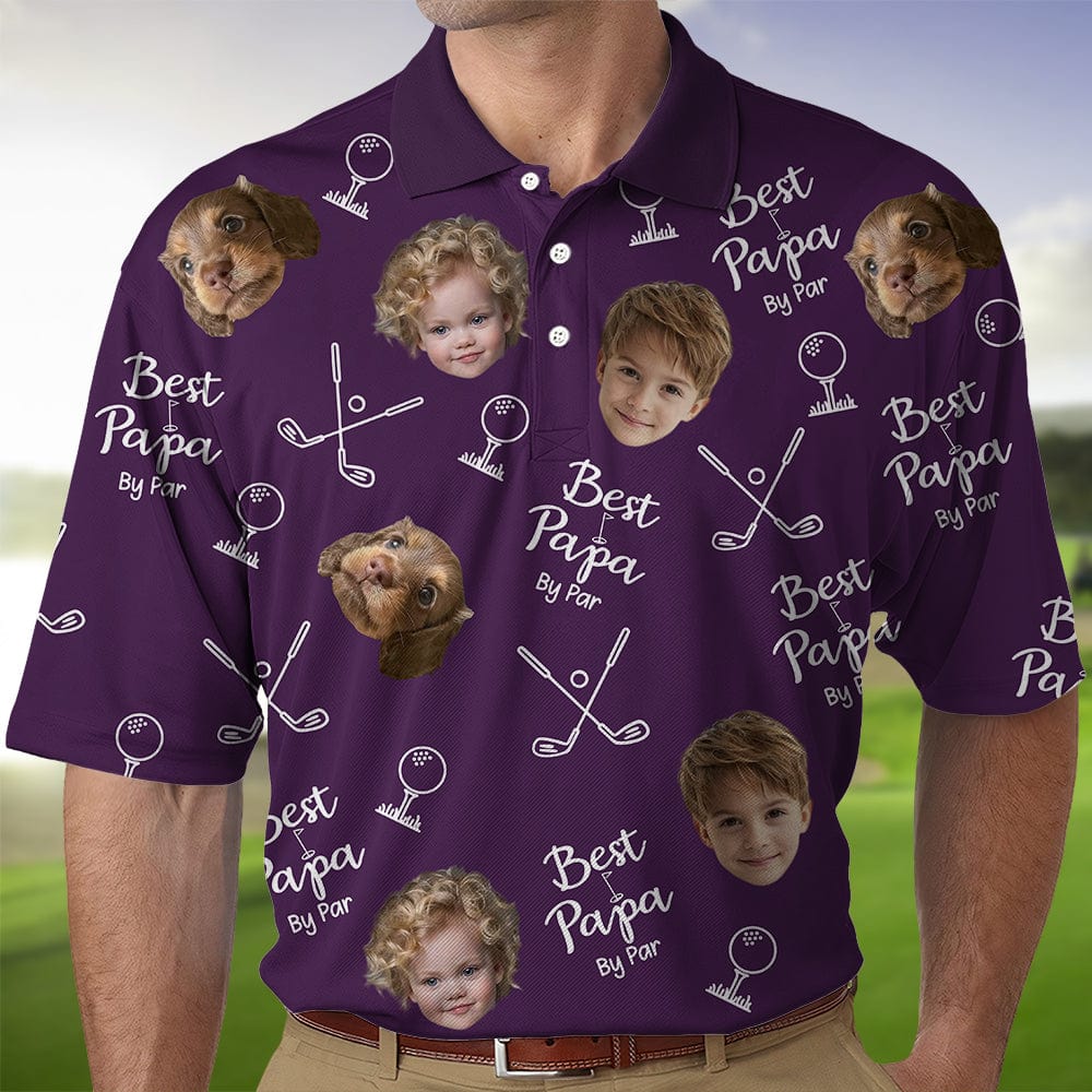 Custom Face Photo Best Dad By Par Dog Family Polo Shirt DM01 891113 - Image 2