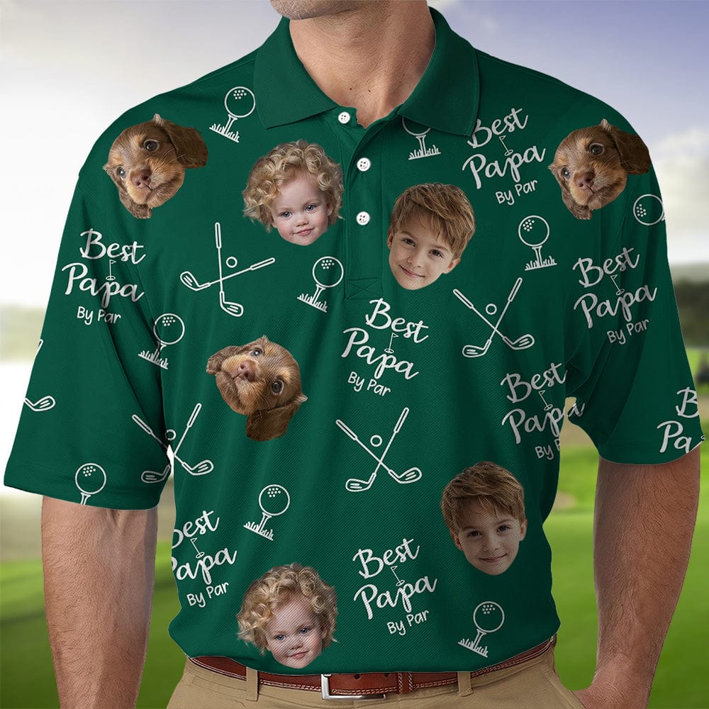 Custom Face Photo Best Dad By Par Dog Family Polo Shirt DM01 891113 - Image 3