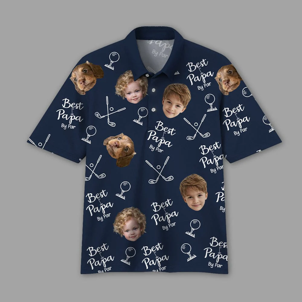 Custom Face Photo Best Dad By Par Dog Family Polo Shirt DM01 891113 - Image 5