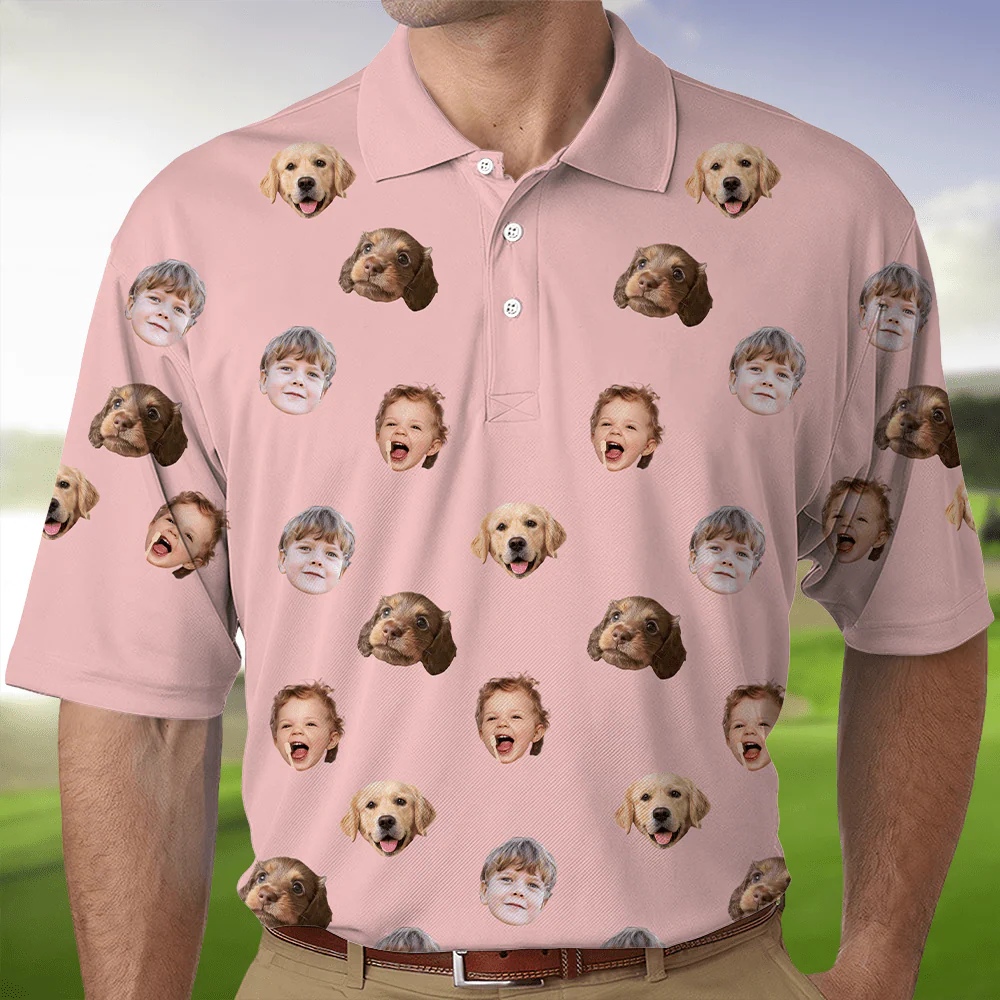 Custom Face Photo Dog Cat Family Polo Shirt DM01 891117 - Image 3