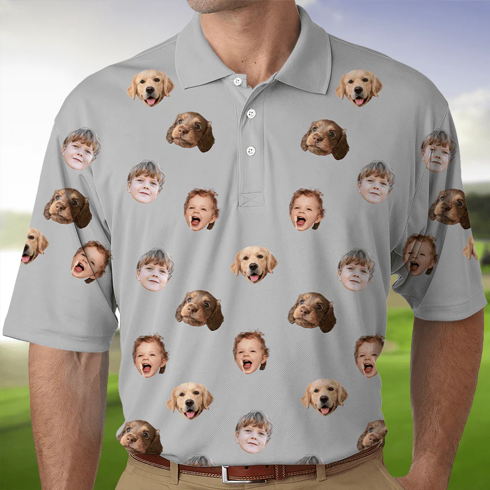 Custom Face Photo Dog Cat Family Polo Shirt DM01 891117 - Image 4