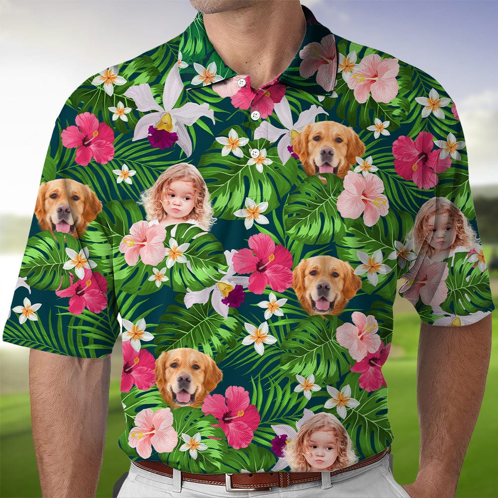 Custom Face Photo Hawaiian Dog Family Polo Shirt DM01 891099 - Image 2