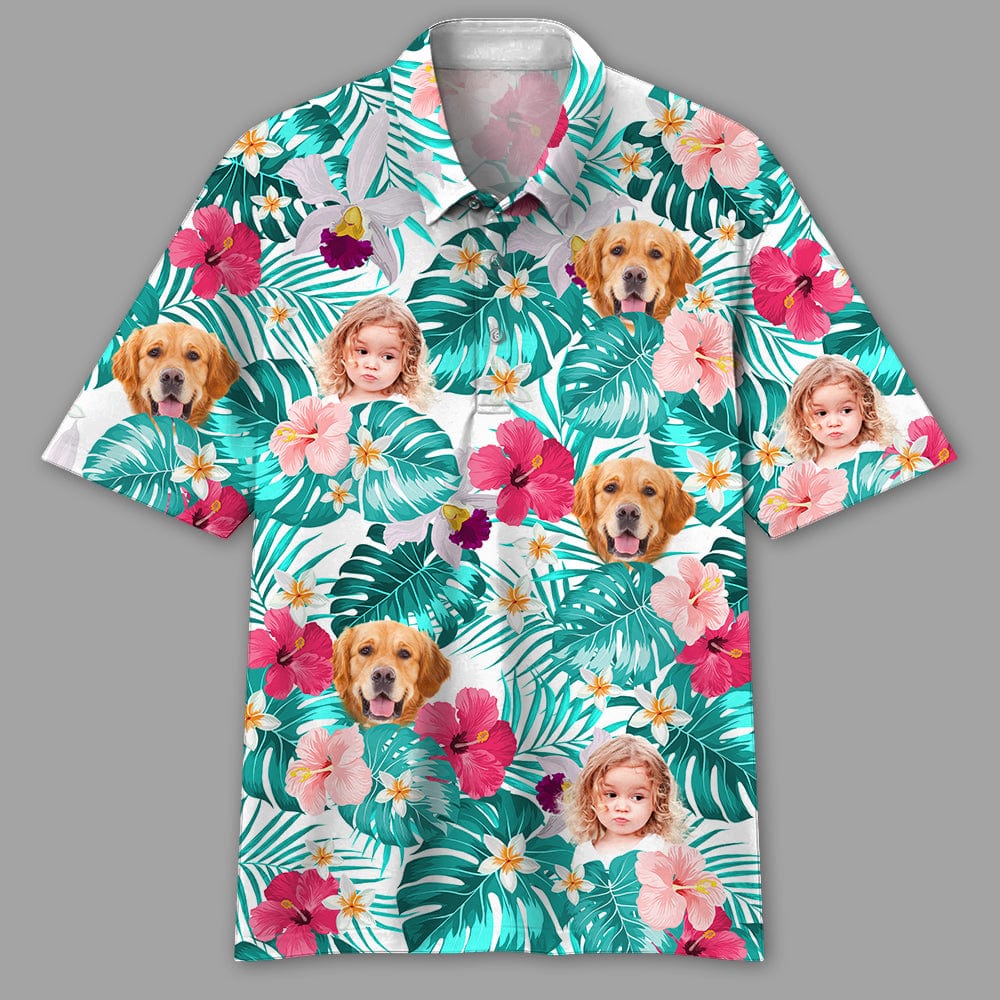 Custom Face Photo Hawaiian Dog Family Polo Shirt DM01 891099 - Image 4