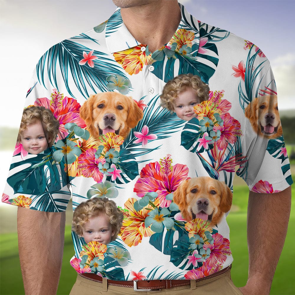 Custom Face Photo Hawaiian Dog Family Polo Shirt DM01 891101