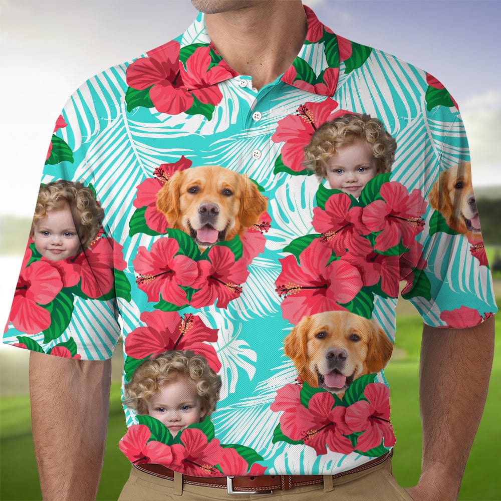 Custom Face Photo Hawaiian Dog Family Polo Shirt DM01 891101 - Image 2