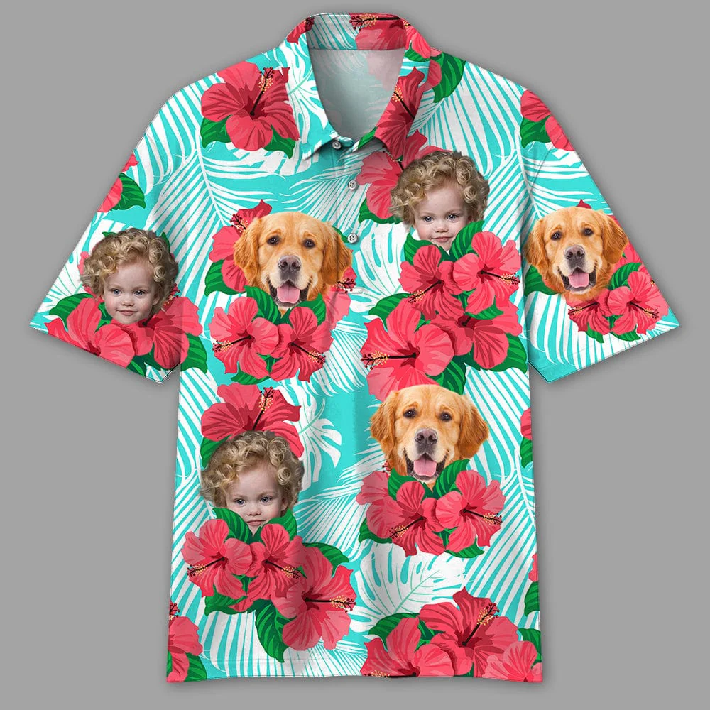 Custom Face Photo Hawaiian Dog Family Polo Shirt DM01 891101 - Image 5