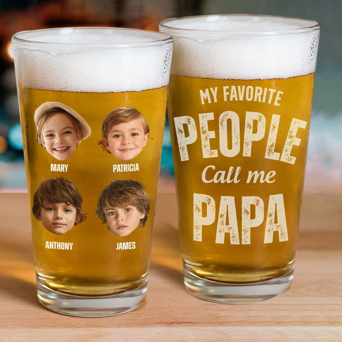 Custom Face Photo My Favorite People Call Me Papa Father's Day Print Beer Glass DM01 891015 - Image 3