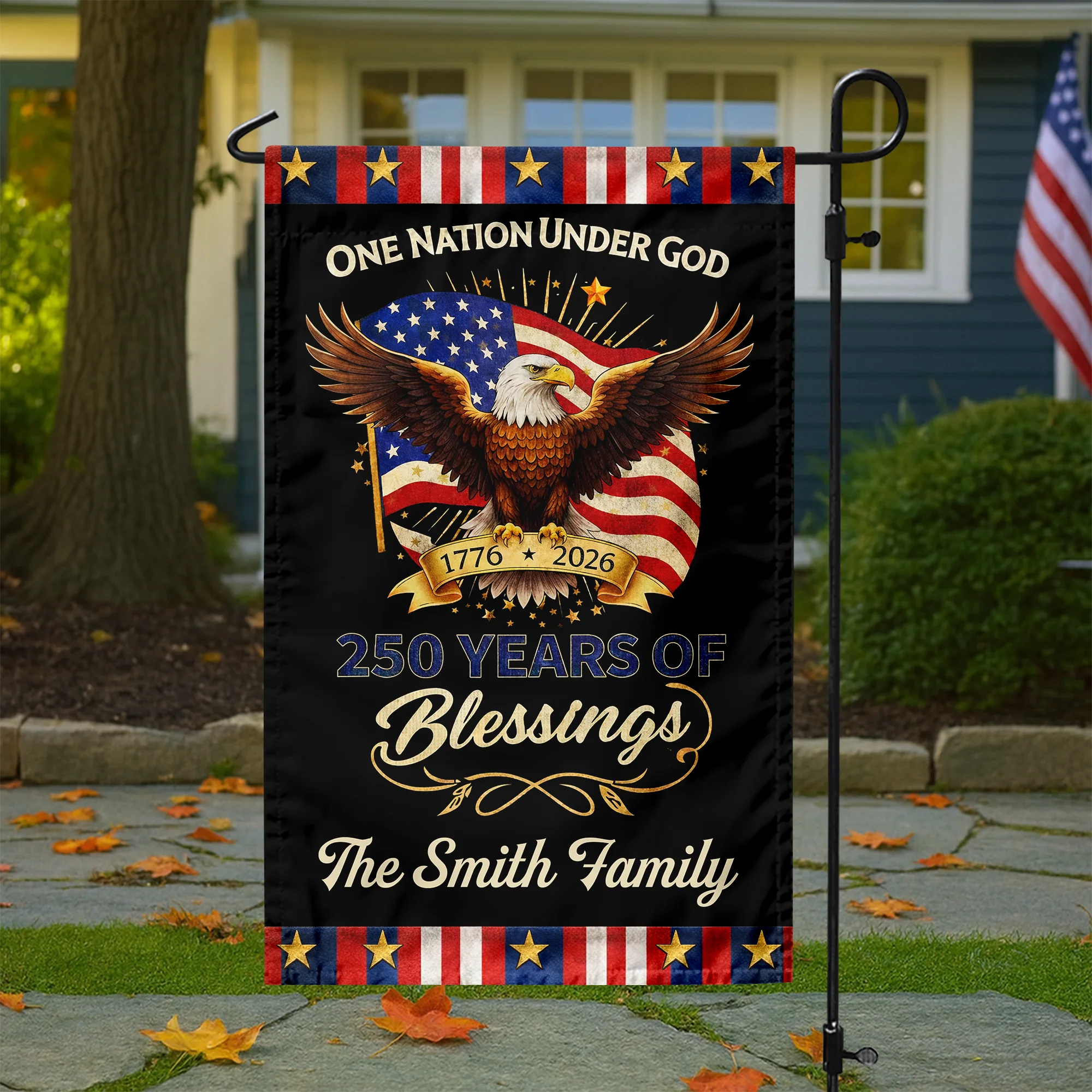 Custom Family Name One Nation Under God 250 Years Of Blessings Garden Flag TH10 169025 - Image 4
