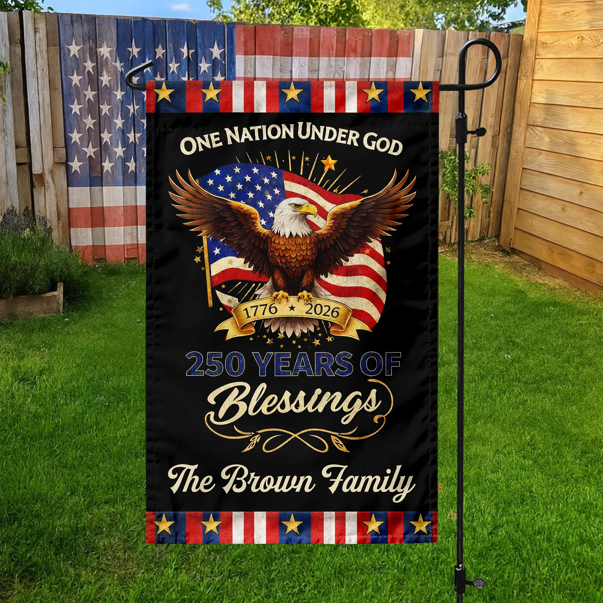 Custom Family Name One Nation Under God 250 Years Of Blessings Garden Flag TH10 169025 - Image 7