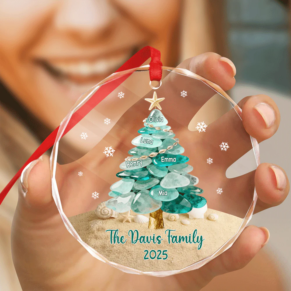 Custom Family Name Sea Glass Family Tree Glass Ornament CH07 899866 - Image 4
