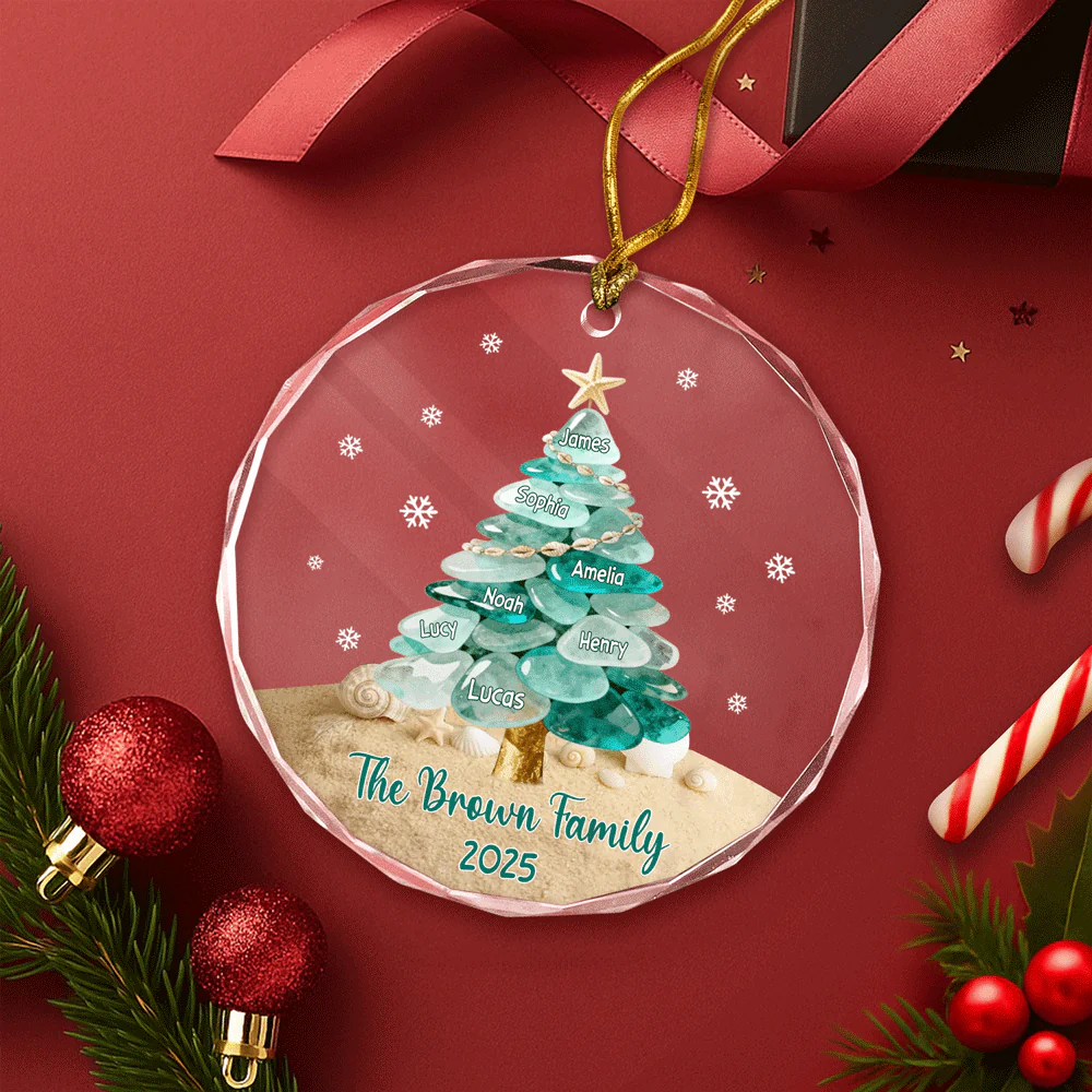 Custom Family Name Sea Glass Family Tree Glass Ornament CH07 899866 - Image 5