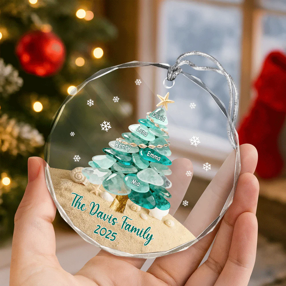 Custom Family Name Sea Glass Family Tree Glass Ornament CH07 899866 - Image 6