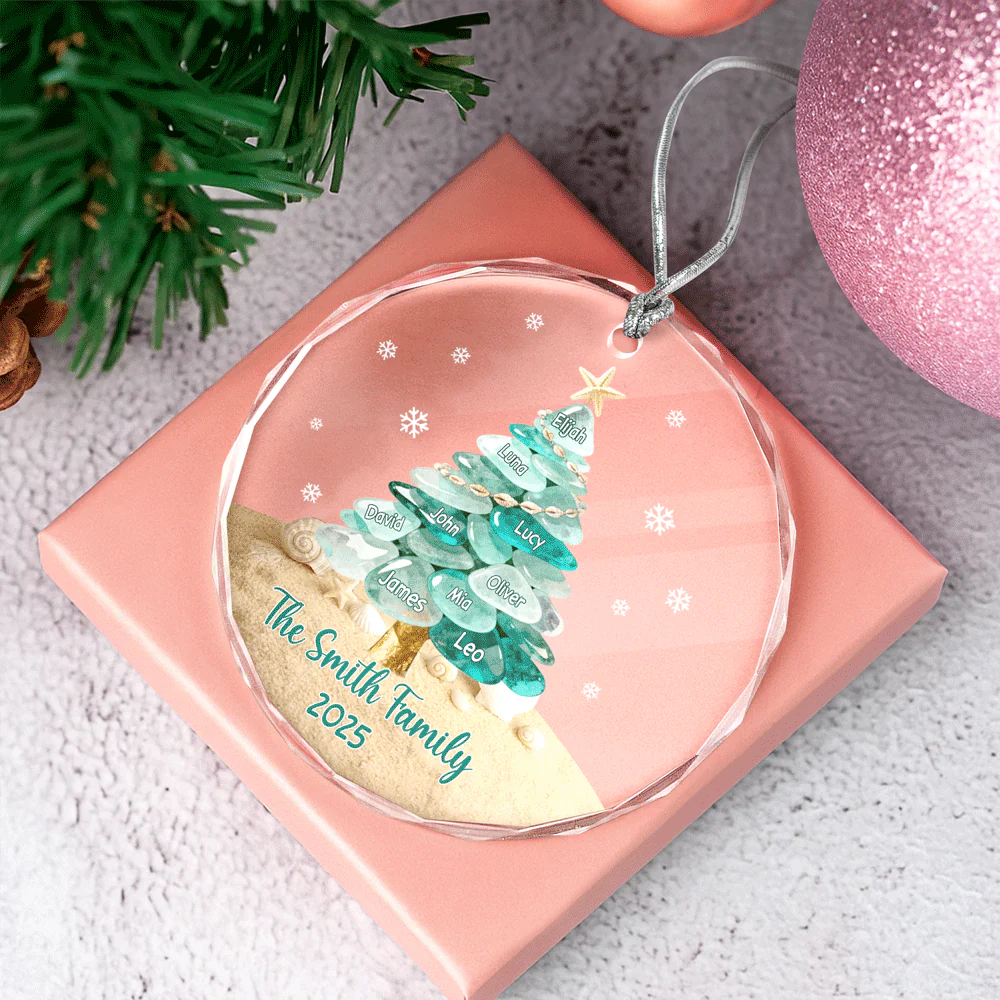 Custom Family Name Sea Glass Family Tree Glass Ornament CH07 899866 - Image 7
