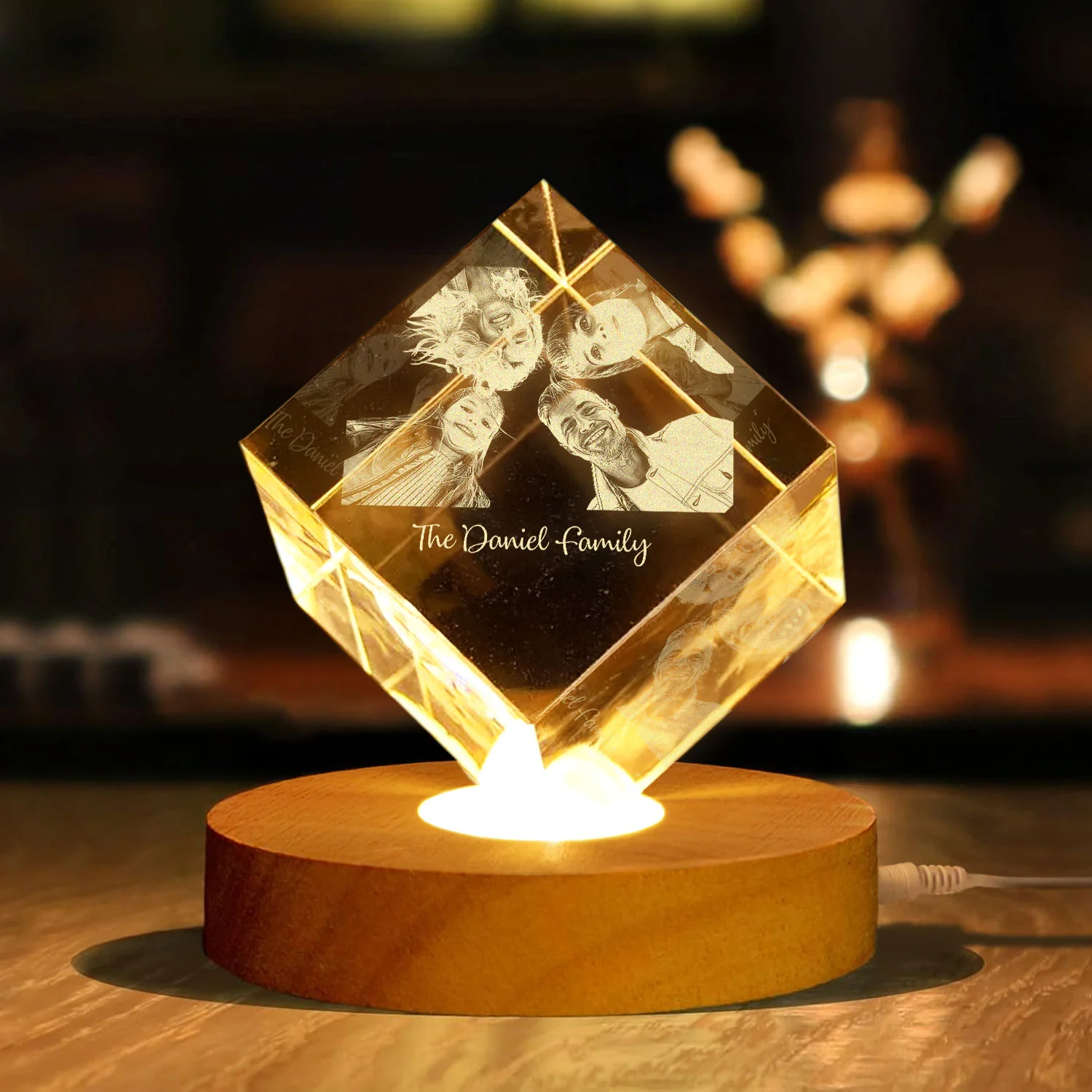 Custom Family Photo Engraved Crystal Photo With Light TH10 898179 - Image 7