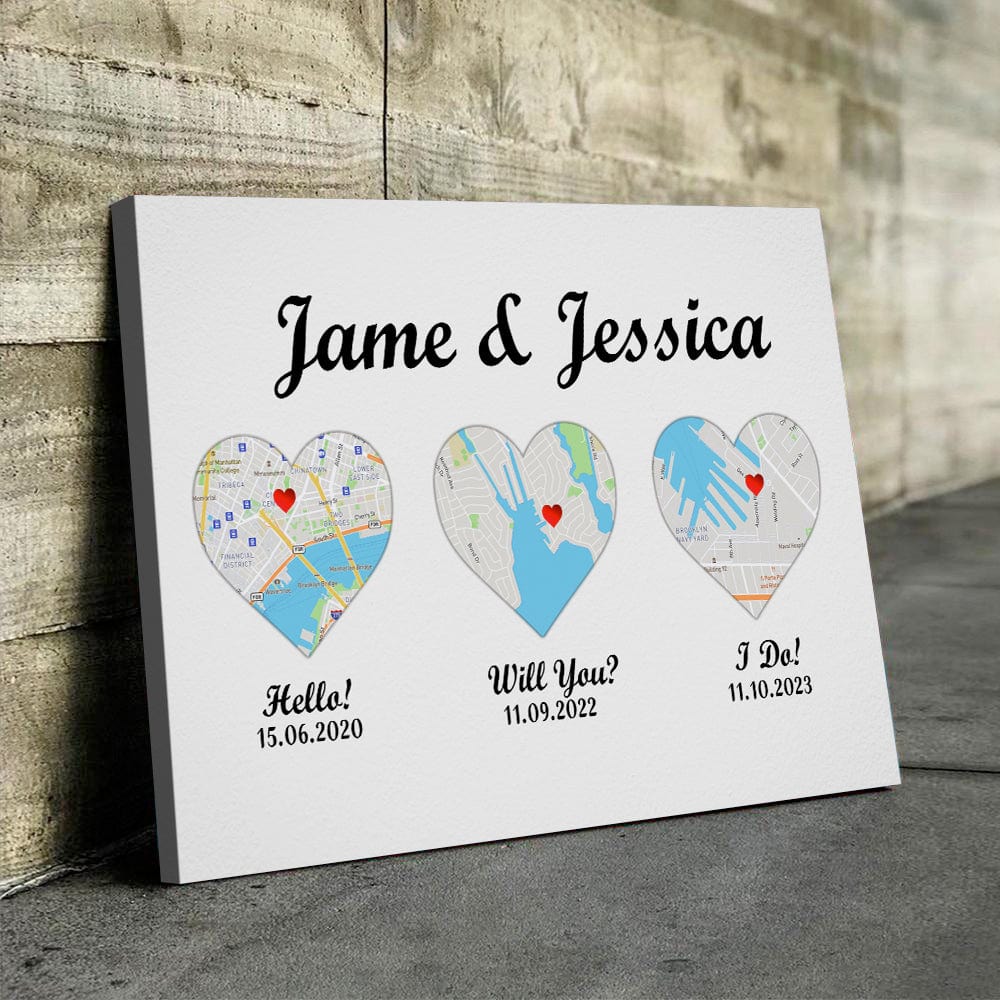 Custom 3 Map Anniversary Personalized Print Canvas T368 890129 - Image 3