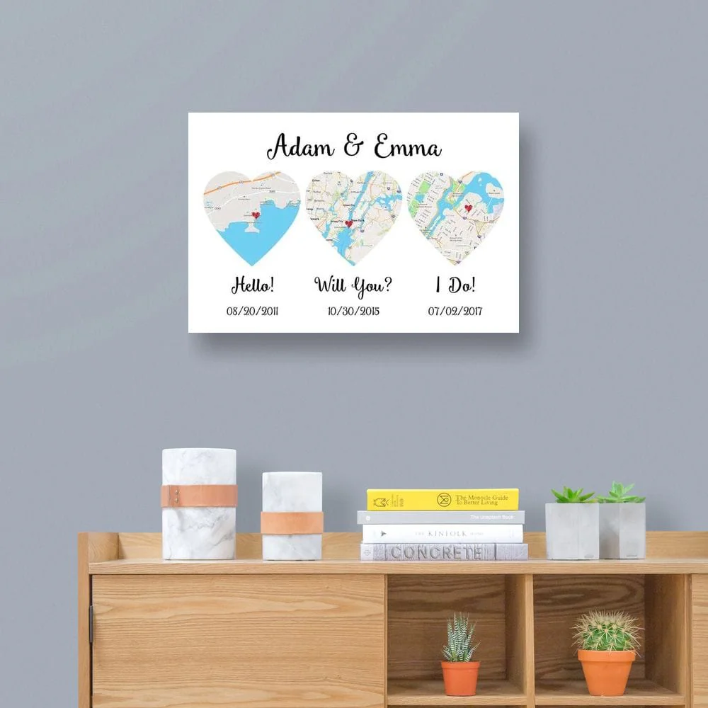 Custom 3 Map Anniversary Personalized Print Canvas T368 890129 - Image 4