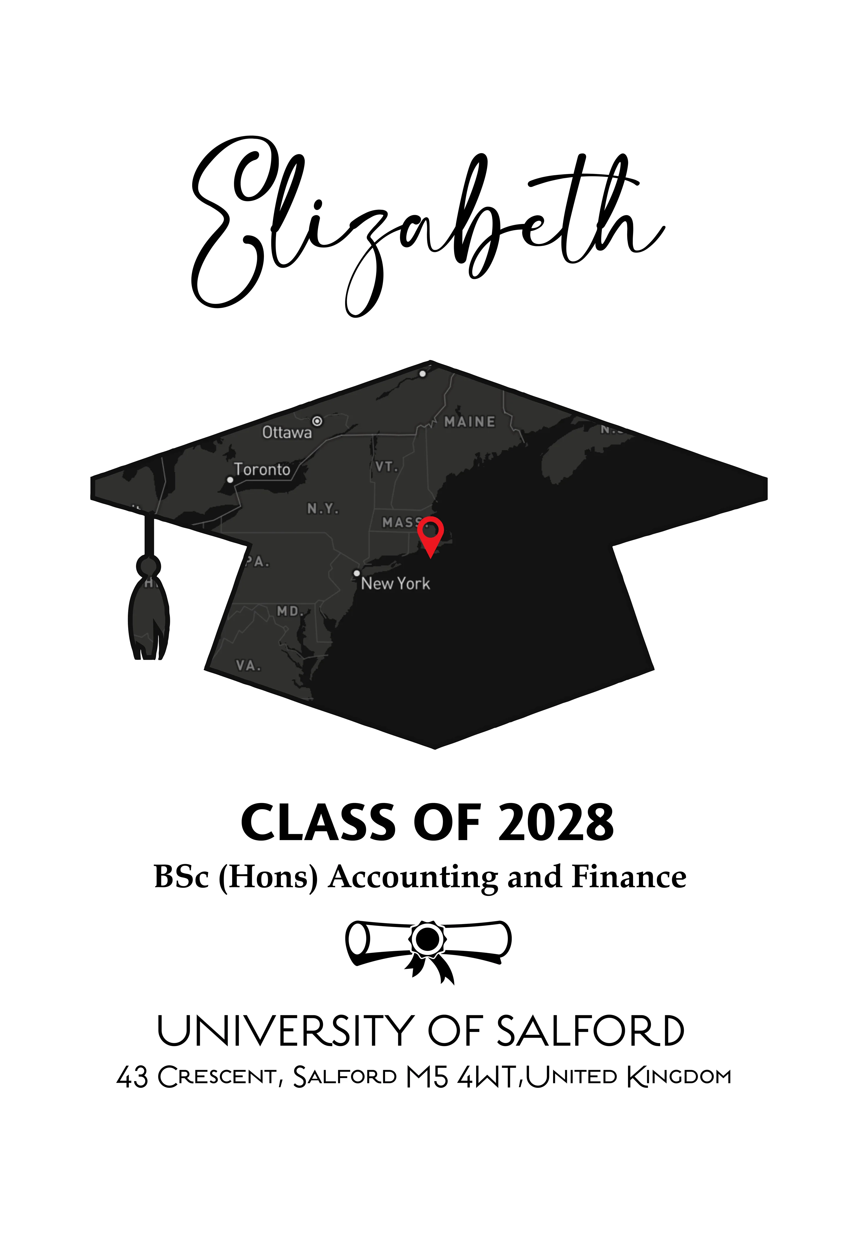 Custom Map Graduation Gift Personalized Graduation Senior Canvas 890339 - Image 5