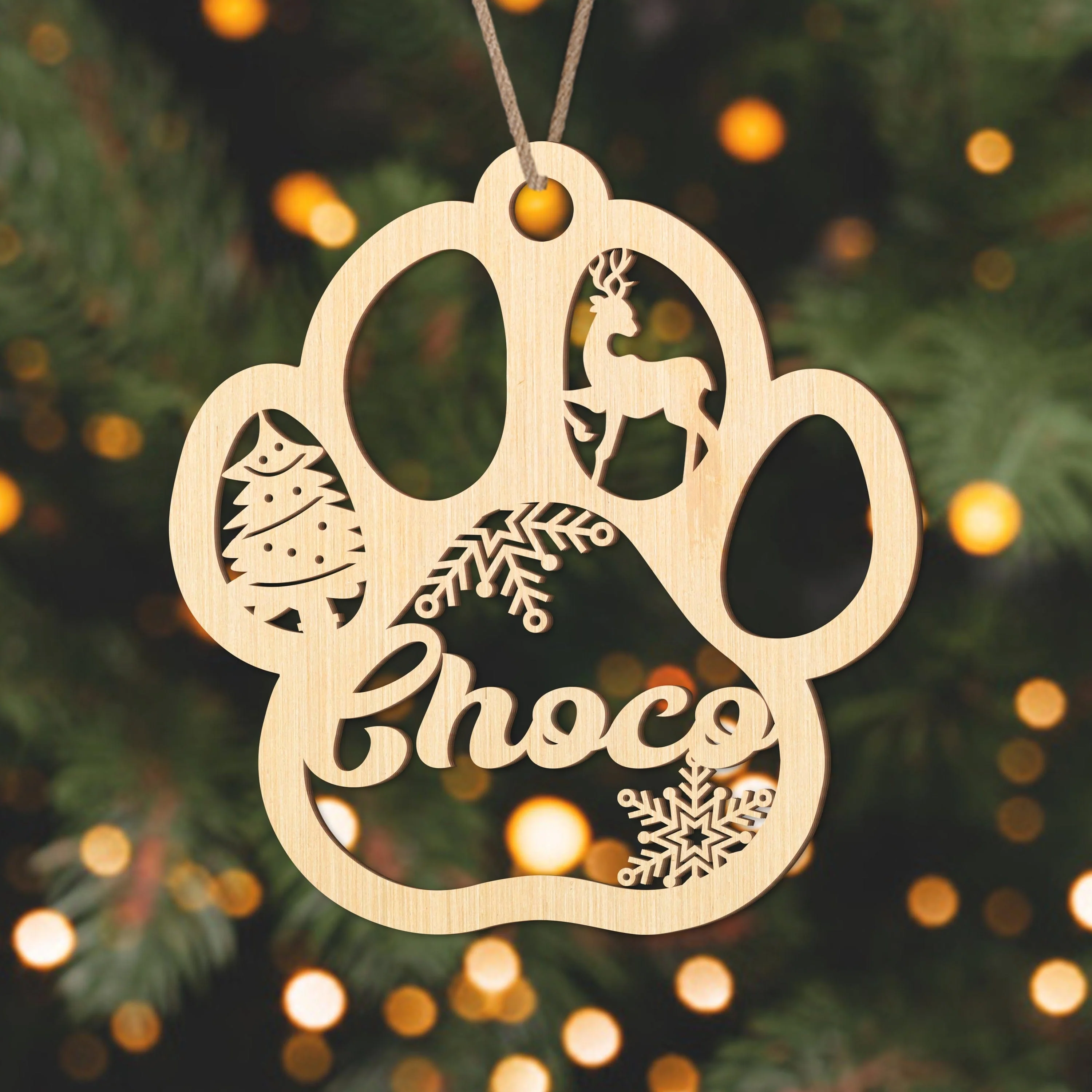 Custom Name Personalized Christmas With Fur Babies Pet Wood Ornament HA75 891472 - Image 2