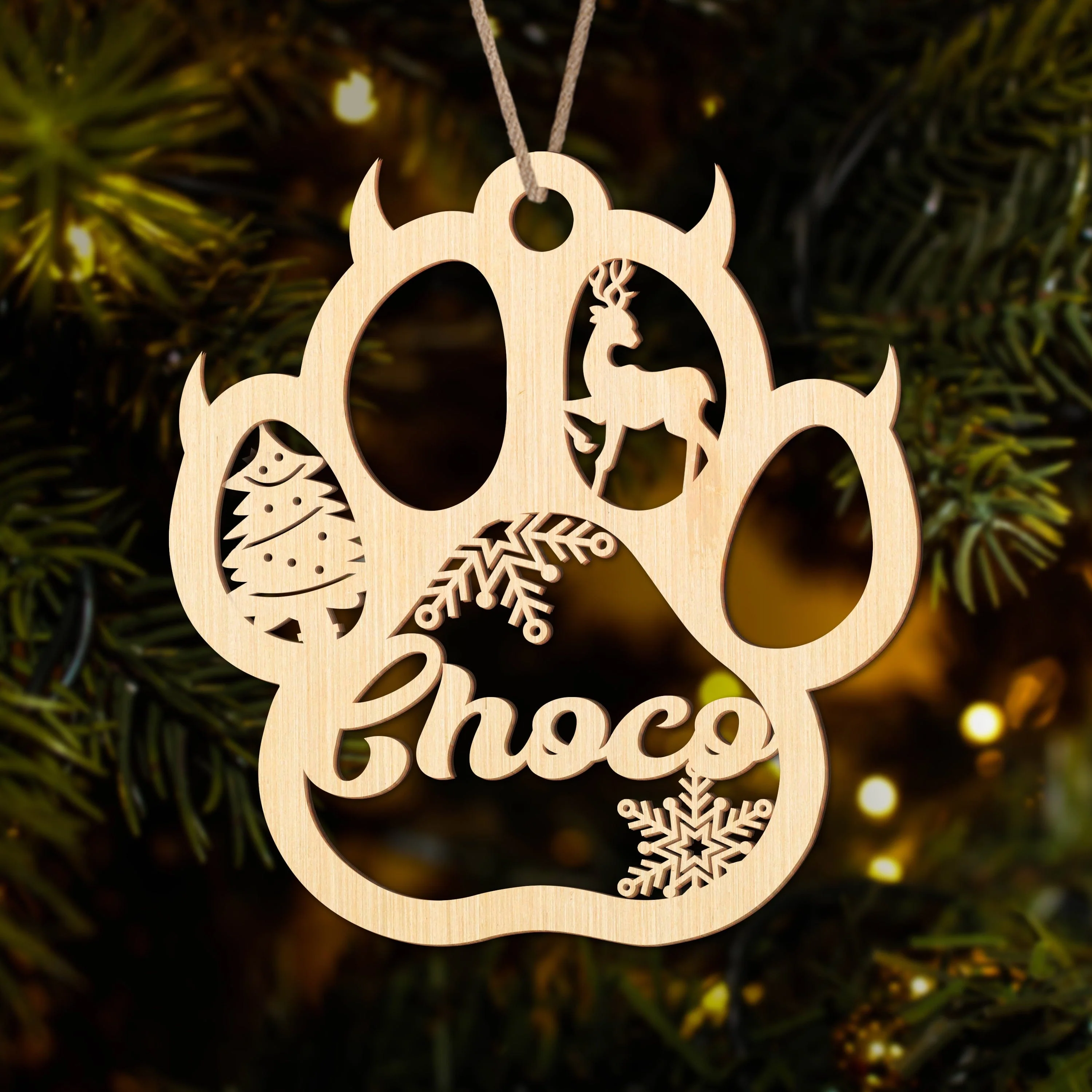 Custom Name Personalized Christmas With Fur Babies Pet Wood Ornament HA75 891472 - Image 5