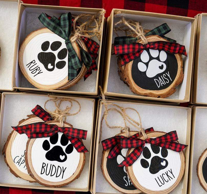Custom Paw Ormanet For Dog, Christmas Wood Slice Ornament, HN590