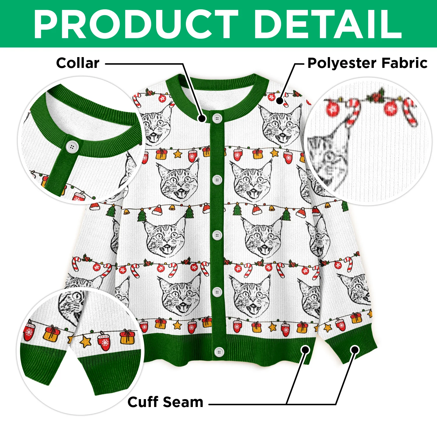Custom Pet Photo Pencil Drawing Christmas Ugly Cardigan For Pet Lovers LM32 897133 - Image 5