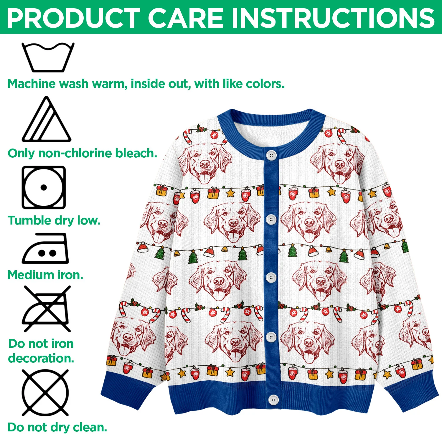 Custom Pet Photo Pencil Drawing Christmas Ugly Cardigan For Pet Lovers LM32 897133 - Image 6