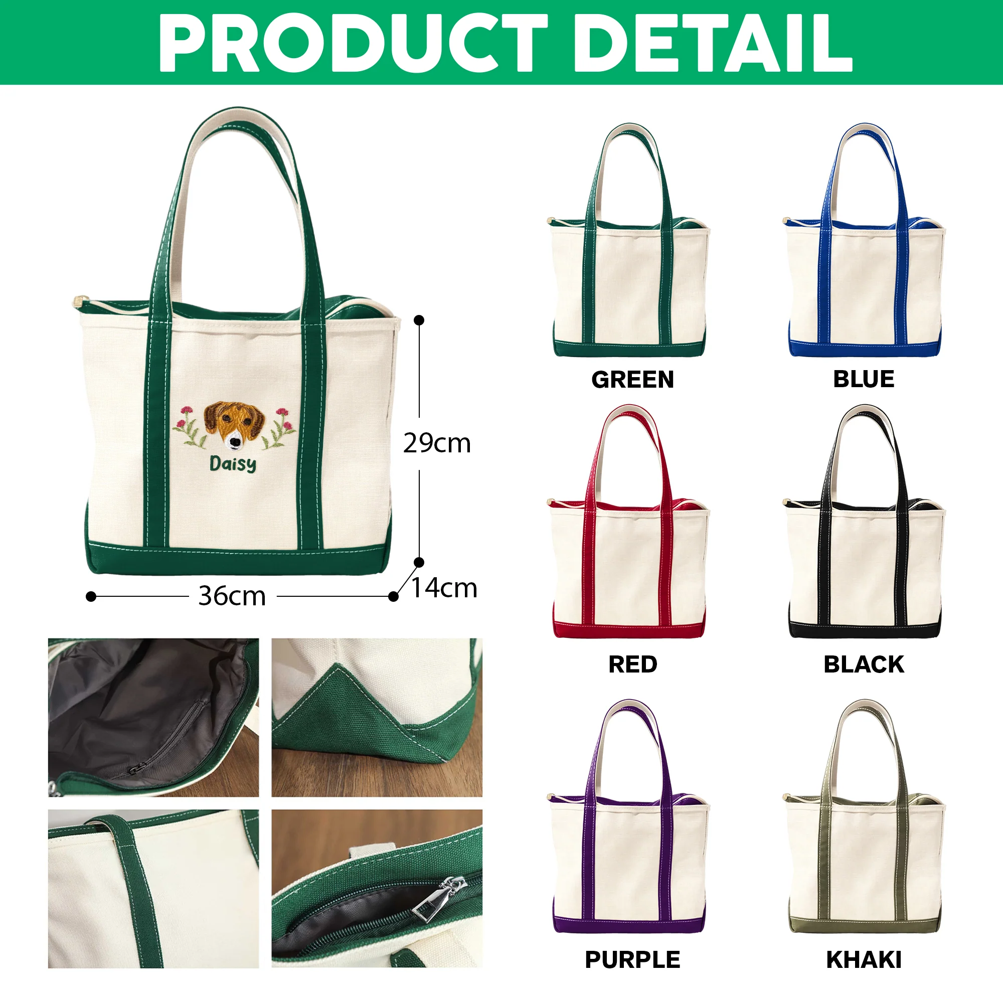 Custom Pet With Birth Month Flower Embroidered Monogram Beach Bag HO82 894240 - Image 6