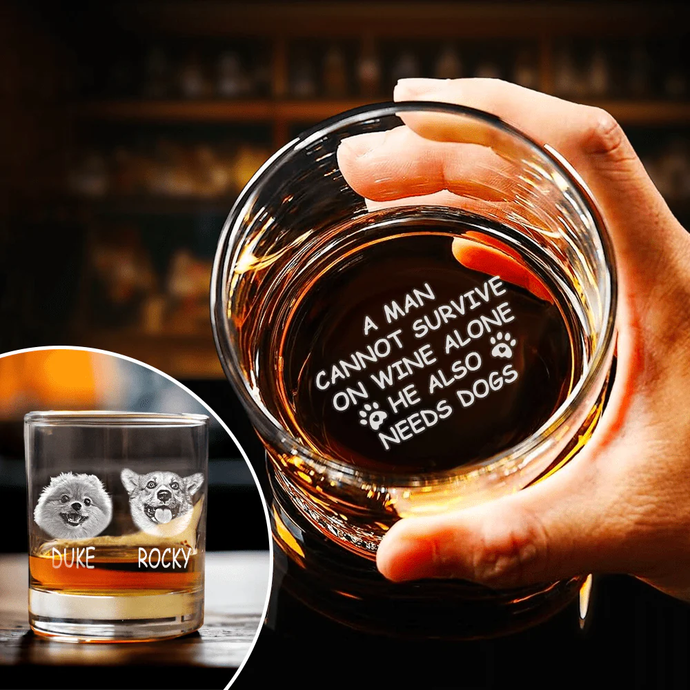 Custom Photo A Man Cannot Survive On Wine Alone Dog Rock Glass DM01 891033 - Image 2