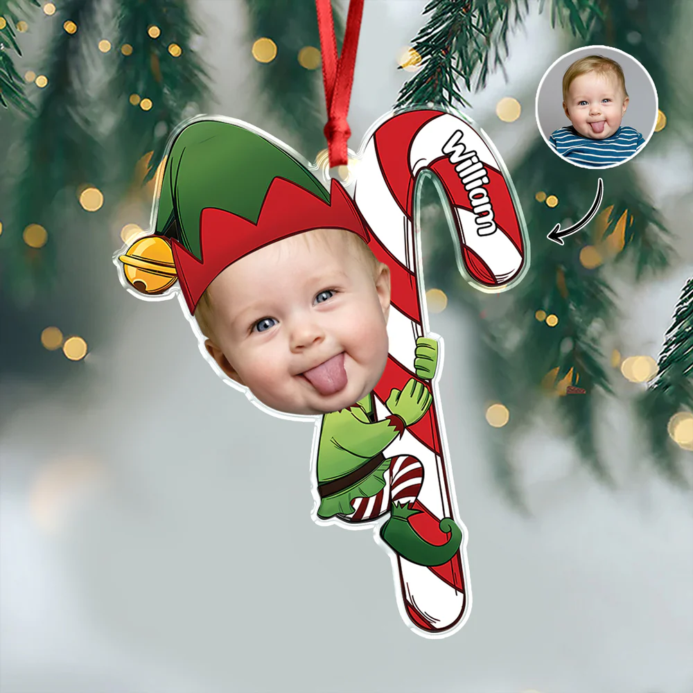 Custom Photo Baby Elf Personalized Christmas Acrylic Ornament HA75 898250 - Image 4