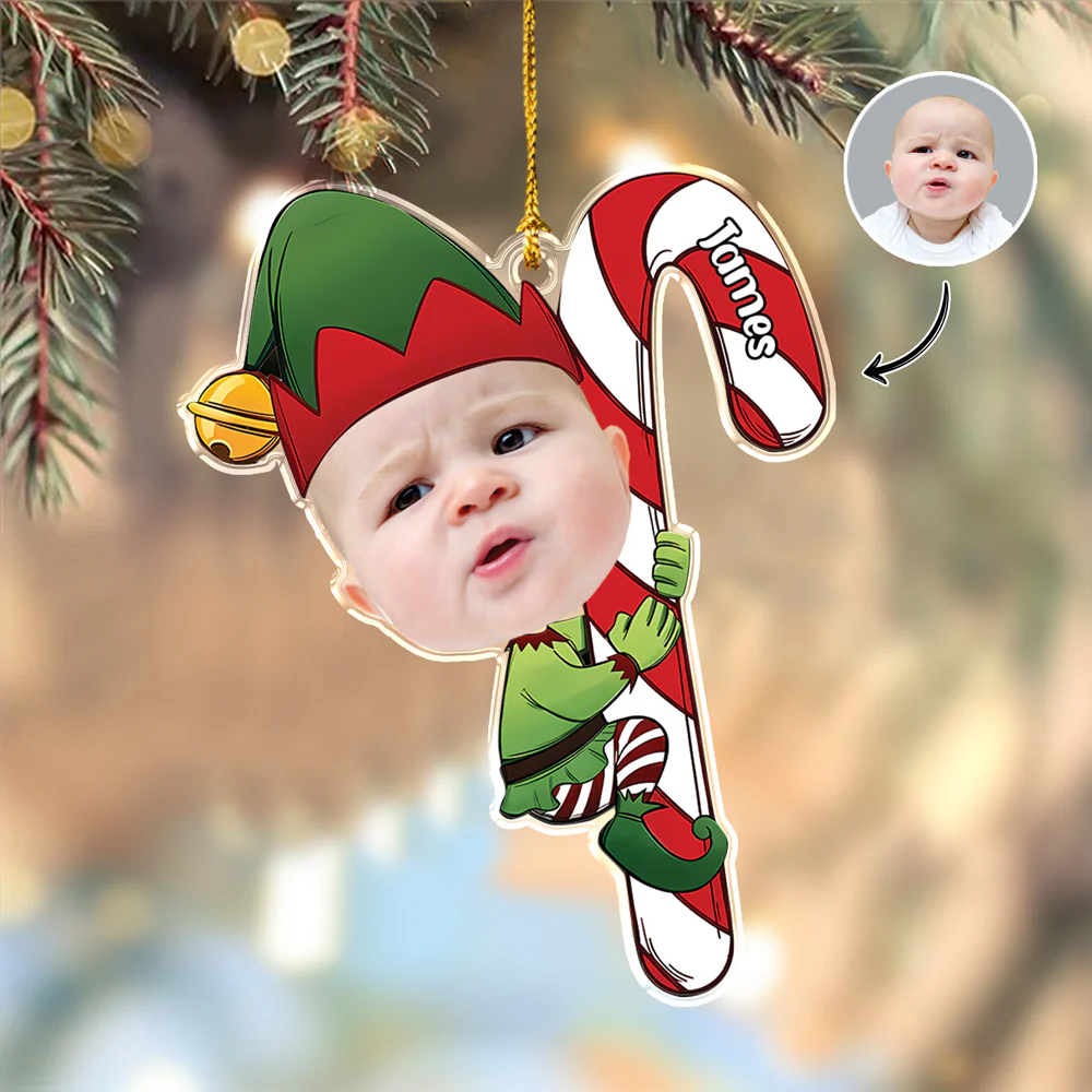 Custom Photo Baby Elf Personalized Christmas Acrylic Ornament HA75 898250 - Image 5