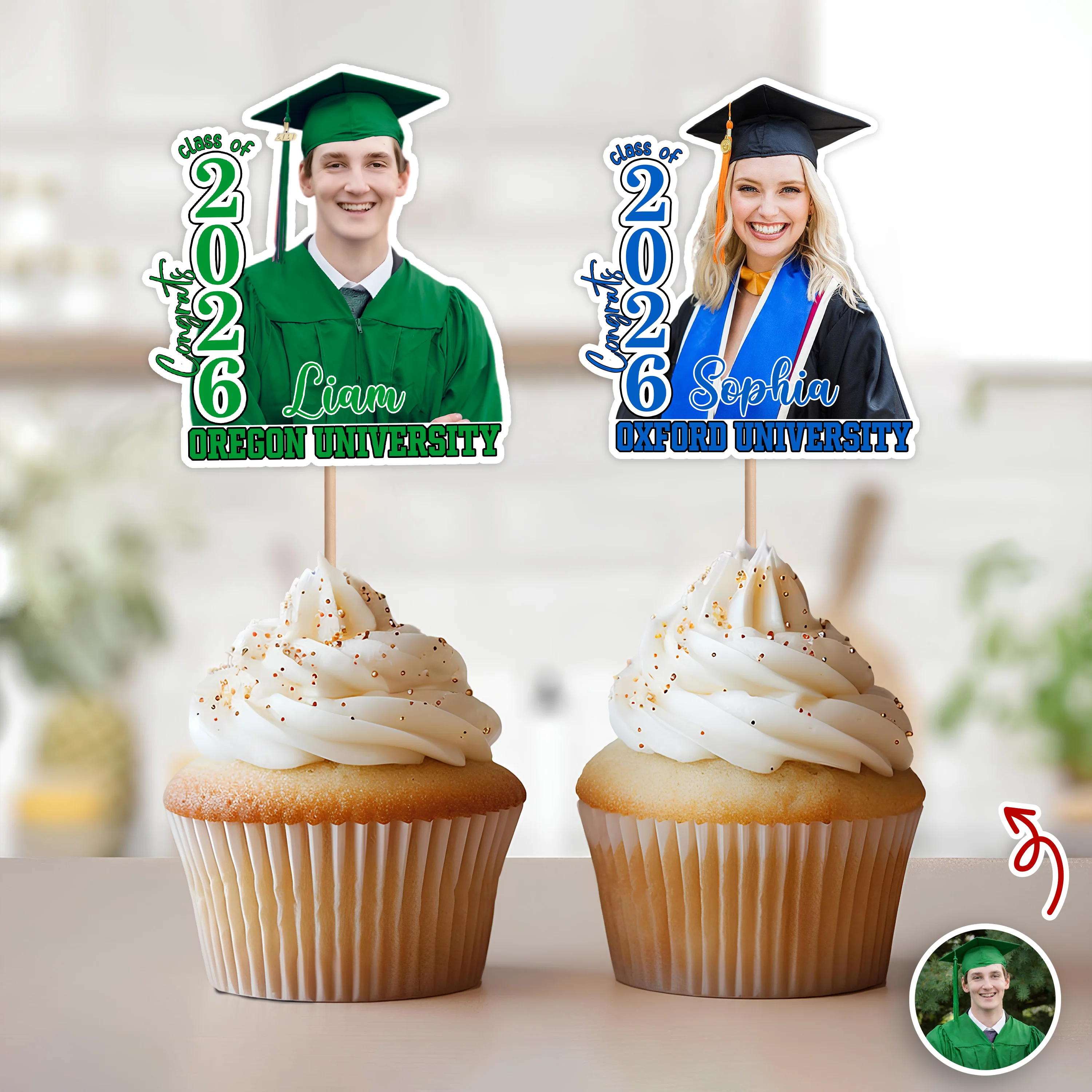 Custom Photo Class Of 2026 Graduation Decoration Cupcake Toppers HA75 920046 - Image 5