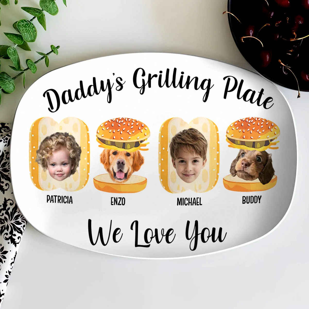 Custom Photo Daddy's Grilling Buddies Burger Hot Dog 2 Christmas Platter DM01 891083 - Image 4