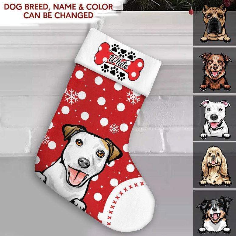 Custom Photo Dog Bone Christmas Dog Stocking TA29 - Image 4
