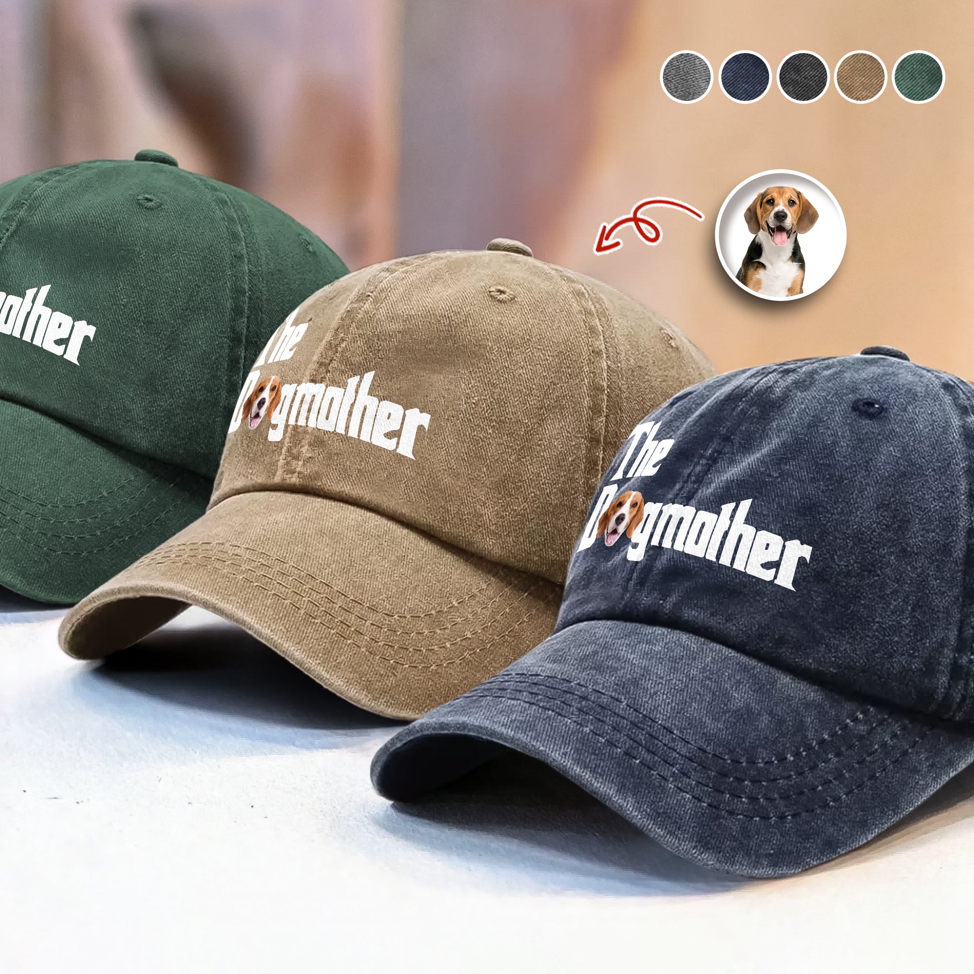 Custom Photo Dog Dad Dog Mother Washed Denim Baseball Cap Gift for Dog Lovers TH10 894281 - Image 10