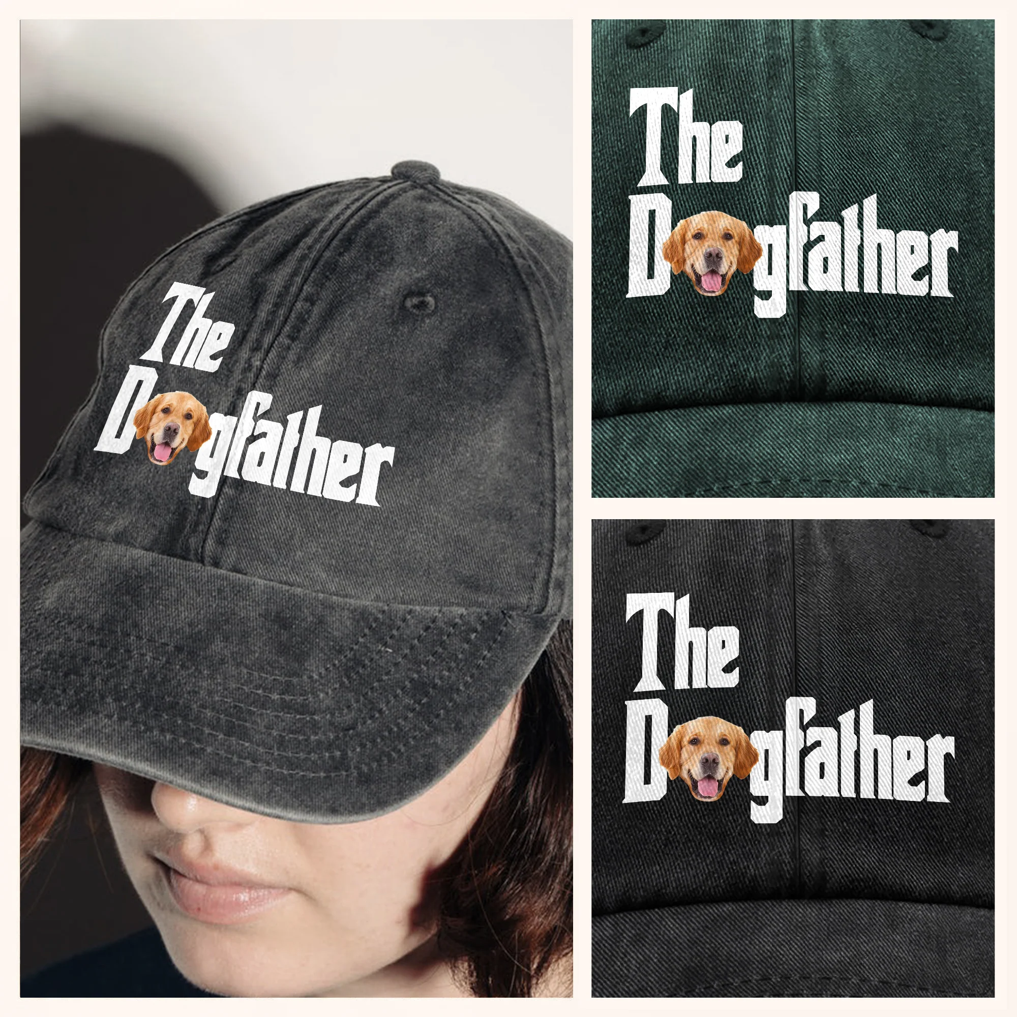 Custom Photo Dog Dad Dog Mother Washed Denim Baseball Cap Gift for Dog Lovers TH10 894281 - Image 13