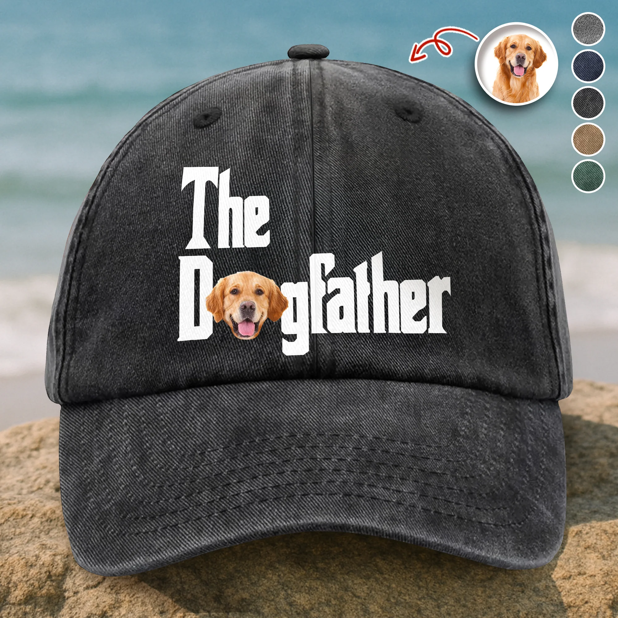 Custom Photo Dog Dad Dog Mother Washed Denim Baseball Cap Gift for Dog Lovers TH10 894281 - Image 2