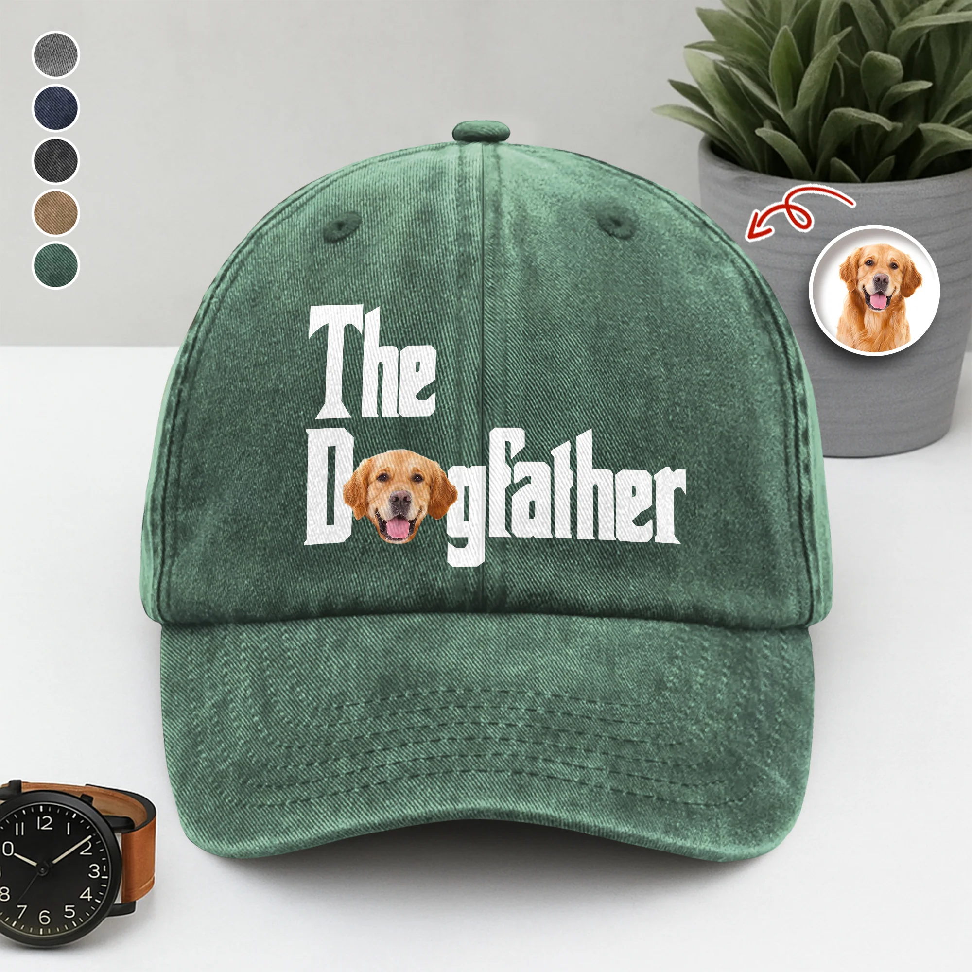 Custom Photo Dog Dad Dog Mother Washed Denim Baseball Cap Gift for Dog Lovers TH10 894281 - Image 3