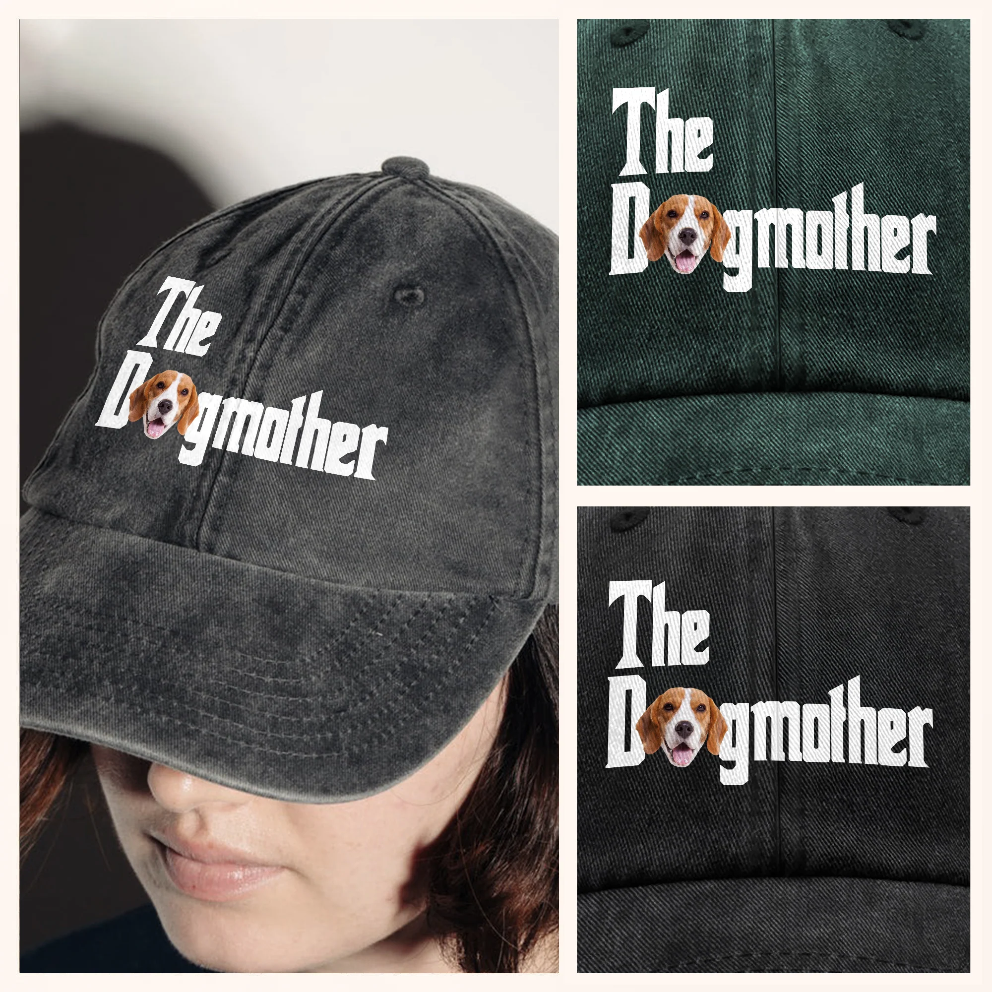 Custom Photo Dog Dad Dog Mother Washed Denim Baseball Cap Gift for Dog Lovers TH10 894281 - Image 5
