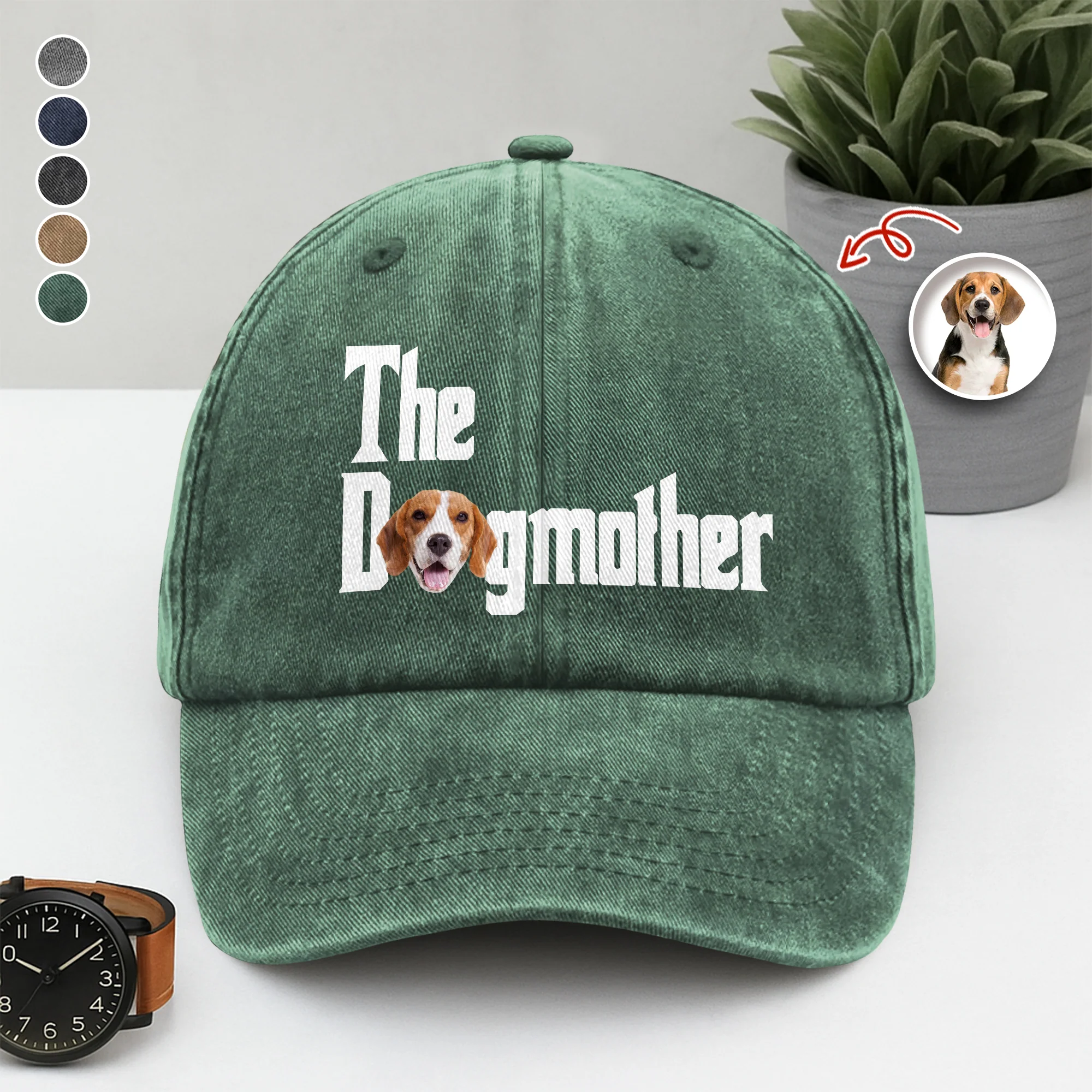 Custom Photo Dog Dad Dog Mother Washed Denim Baseball Cap Gift for Dog Lovers TH10 894281 - Image 6