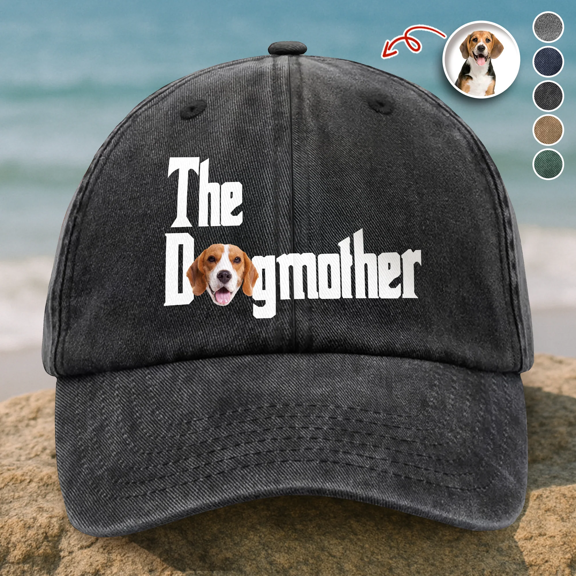 Custom Photo Dog Dad Dog Mother Washed Denim Baseball Cap Gift for Dog Lovers TH10 894281 - Image 9