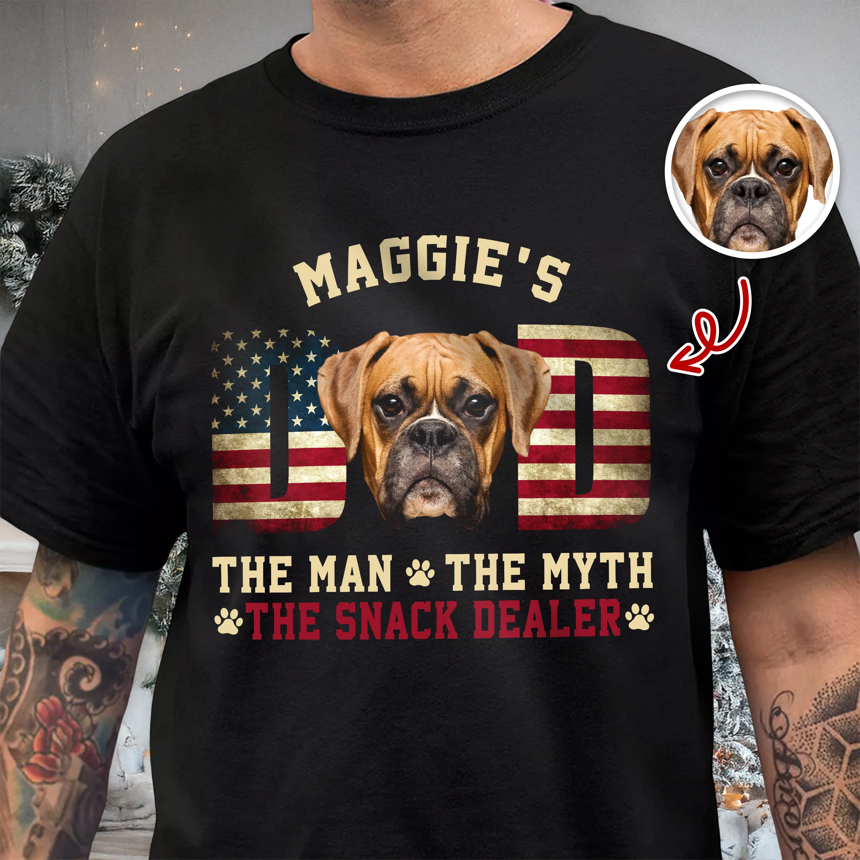 Custom Photo Dog - Dog's Dad The Man The Myth The Dealer American Flag Dad Shirt HA75 892946 - Image 2